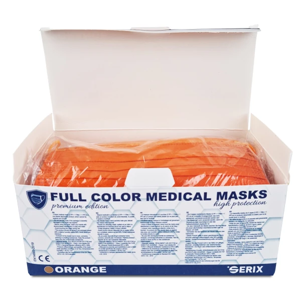 Masti Medicale (Chirurgicale), Tip IIR, 4 Straturi, Portocaliu, SERIX, 50 buc/set, 40 set/BAX