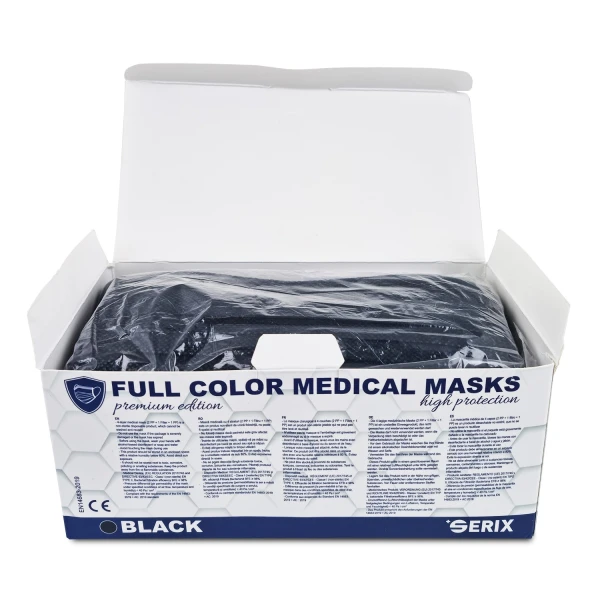 Masti Medicale (Chirurgicale), Tip IIR, 4 Straturi, Negru, SERIX, 50 buc/set, 40 set/BAX