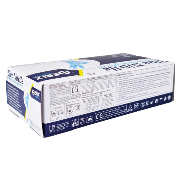 Set 100 Manusi Examinare Nitril Nepudrate Blue Serix Skyline (XL)