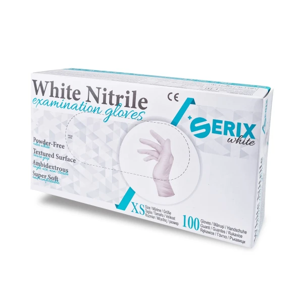 Manusi Examinare Nitrl, Albe, Nepudrate, XS, SerixDark, 100 buc/set, 10 set/BAX
