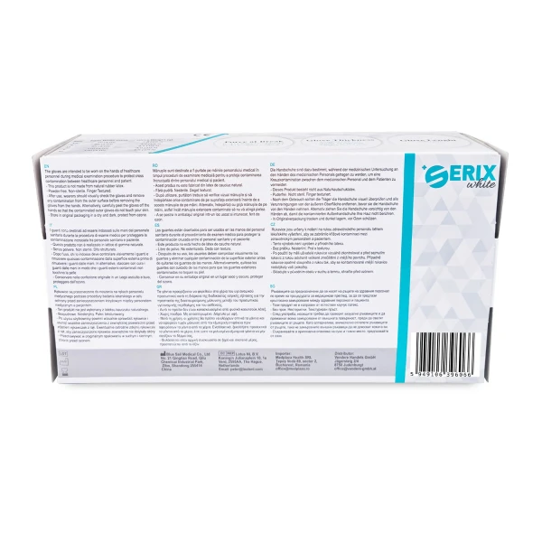 Manusi Examinare Nitrl, Albe, Nepudrate, XS, SerixDark, 100 buc/set, 10 set/BAX