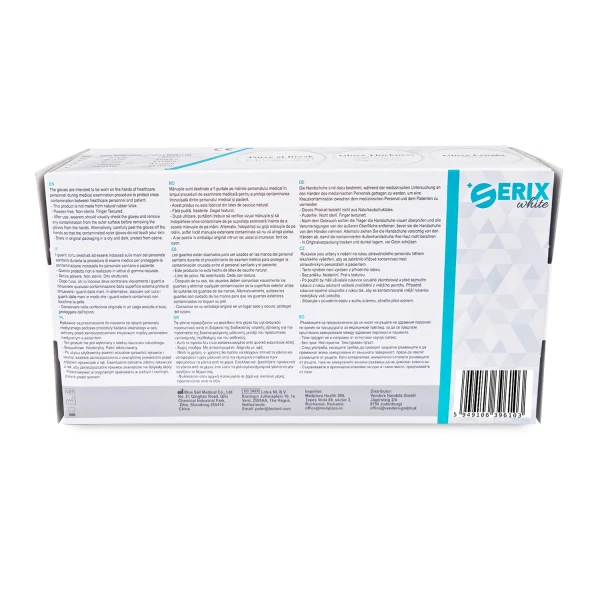 Manusi Examinare Nitrl, Albe, Nepudrate, L, SerixDark, 100 buc/set, 10 set/BAX