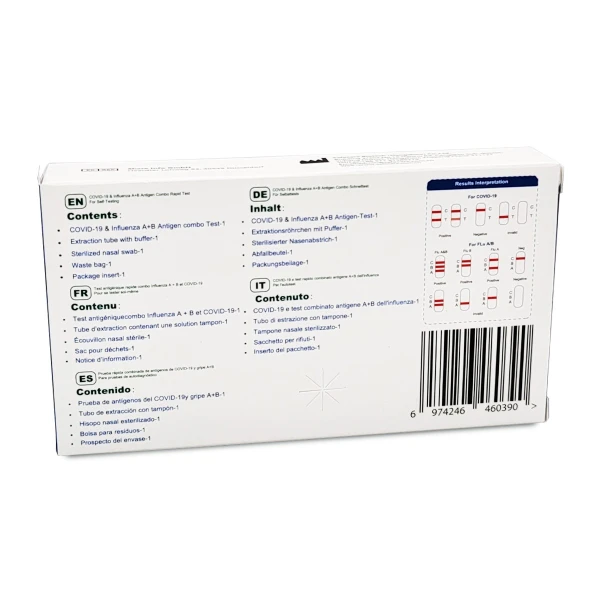 Test Rapid Combo 3-in-1, Ag COVID19 + GripaA + GripaB, SelfTest, Safecare, 1 buc/set, 320 teste/BAX