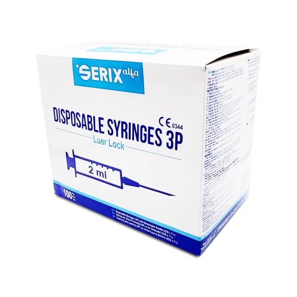 Seringi 3P, 2 ML, Luer-Lock, Ac 23G, Serix Alfa, 101 buc/set, 30 set/BAX