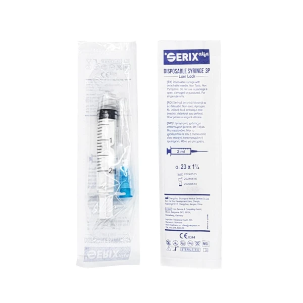 Seringi 3P, 2 ML, Luer-Lock, Ac 23G, Serix Alfa, 101 buc/set, 30 set/BAX