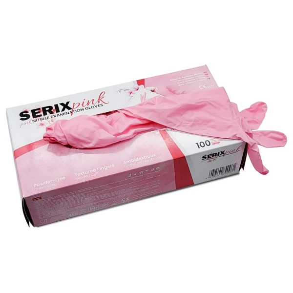 Manusi Examinare Nitrl, Roz, Nepudrate, L, Serix Pink, 100 buc/set, 10 set/BAX