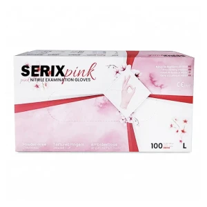 Manusi Examinare Nitrl, Roz, Nepudrate, L, Serix Pink, 100 buc/set, 10 set/BAX