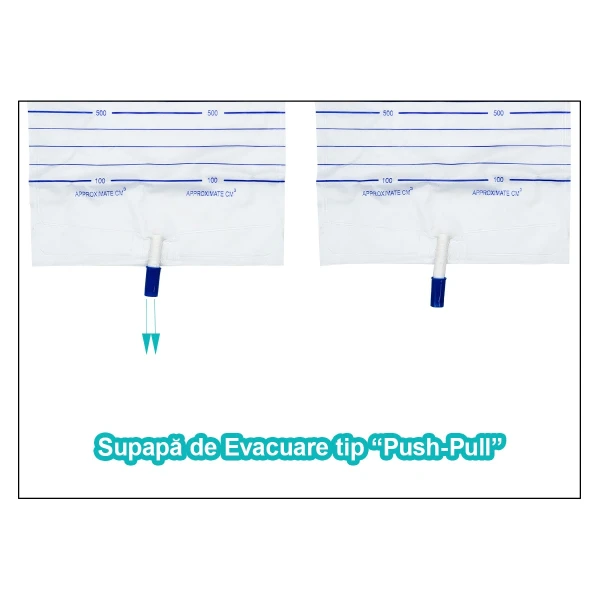 Pungi Urinare, Valva Push-Pull, Sterile, Adulti, 2.000 ML, Serix, 10 buc/set, 25 set/BAX
