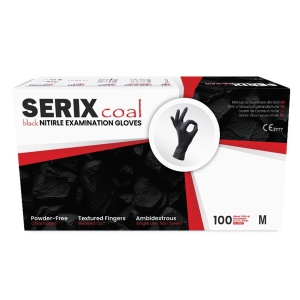 Set 100 Manusi de Examinare Nitril Negre, Nepudrate, Serix Coal ZF (M)