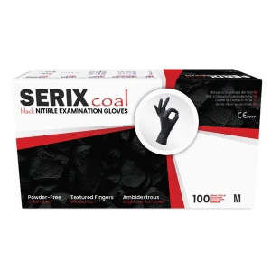 Set 100 Manusi de Examinare Nitril Negre, Nepudrate, Serix Coal ZF (M)