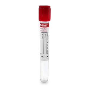 Vacutainer Biochimie 6ml cu Clot Activator, PET, Dop Rosu, Serix, 100 buc/set, 12 set/BAX