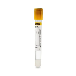Vacutainer Biochimie 5 ml cu Clot Activator si Gel separator, PET, Dop Galben, Serix, 100 buc/set, 12 set/BAX
