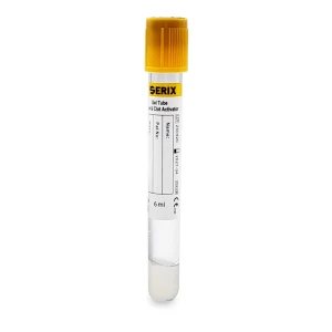 Vacutainer Biochimie 6 ml cu Clot Activator si Gel separator, PET, Dop Galben, Serix, 100 buc/set, 12 set/BAX