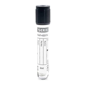 Vacutainer Glicemie 2ml , cu KF+NA2 EDTA, PET, Dop Gri, Serix, 100 buc/set, 12 set/BAX