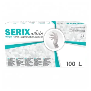 Manusi Examinare Nitril, Nepudrate, Albe, 100 buc, Serix White, L, 100 buc/set, 10 set/BAX