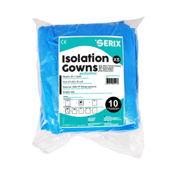 Halat Medical Vizitatori Copii HG PP, 20 GR, Blue, Marime XS, Serix, 10 buc/set, 10 set/BAX