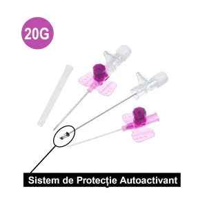 Catetere I.V. (Branule) cu Protectie, Aripioare si Port Inject 20G, Serix, 100  buc/set, 10 set/BAX